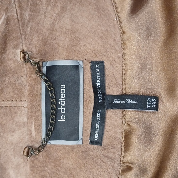 Le Chateau Statement Collar Suede Moto Jacket- Sz. XXS - Picture 12 of 15